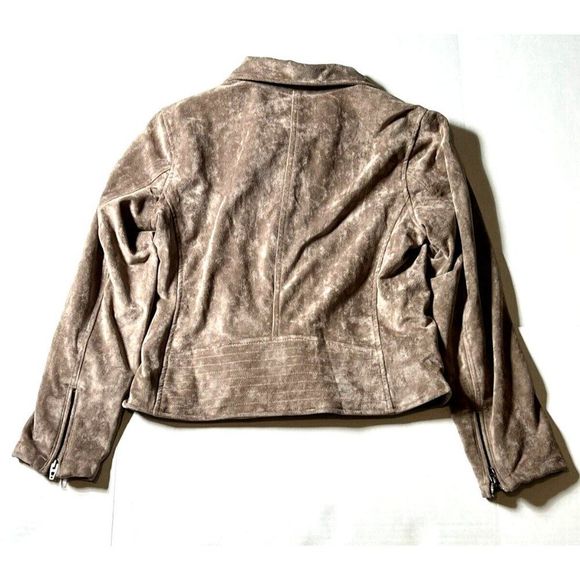 BLANKNYC Beige Suede Leather Moto Jacket Women's Size Medium - Picture 6 of 6